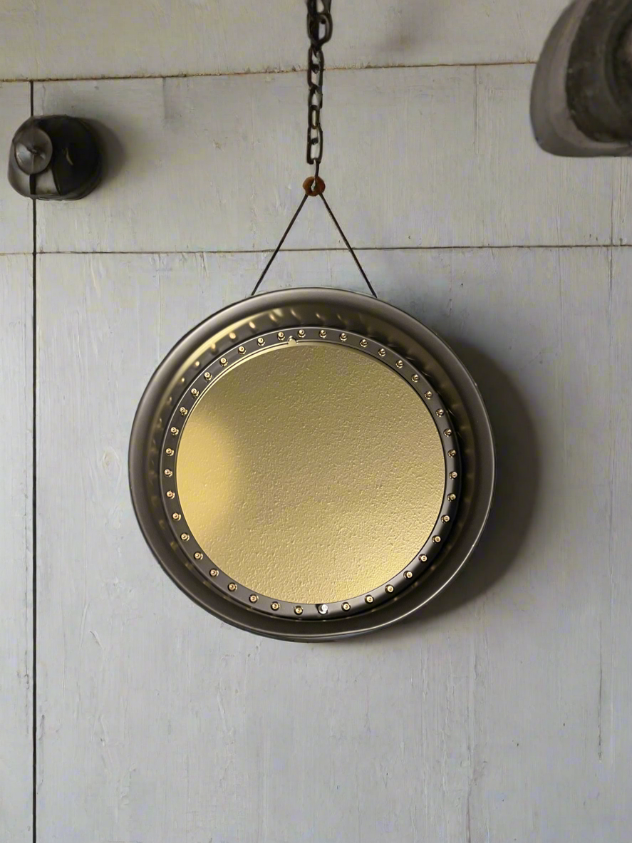 Handcrafted Recycled Three Piece Wheel Mirror